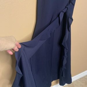 Navy long dress with ruffled split.